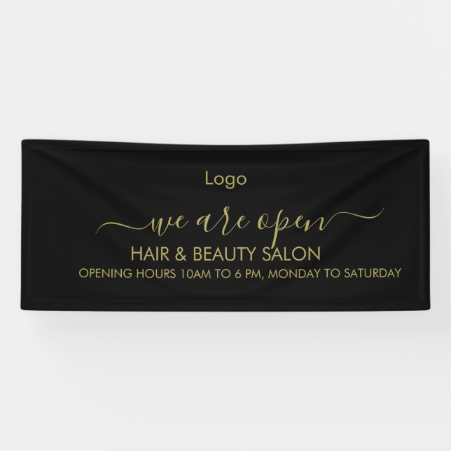 Golden and Black Beauty Salon Banner (Horizontal)