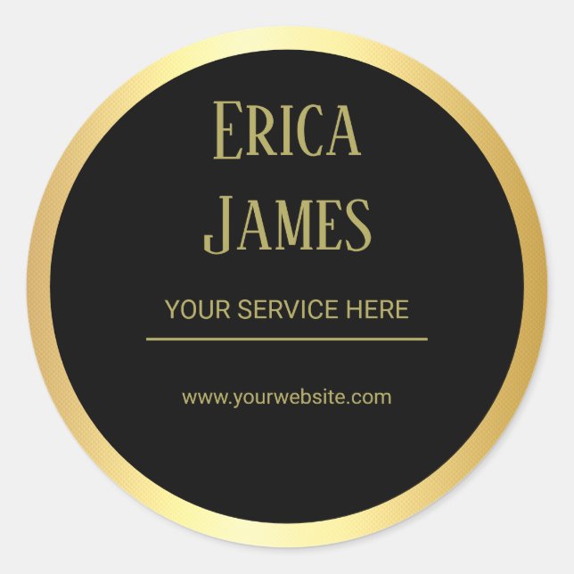 Golden and Black Beauty Salon Classic Round Sticker (Front)