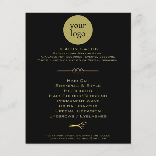 Golden and Black Beauty Salon Flyer (Front)
