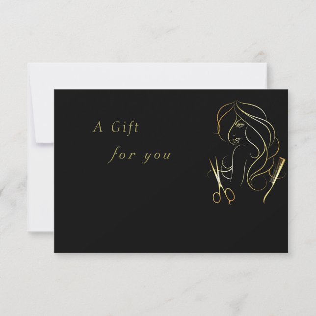 Golden and Black Beauty Salon gift certificate (Front)