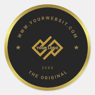 Golden and Black / Custom Business Logo Classic Round Sticker