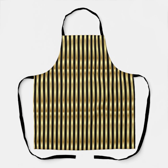Golden and Black Elegant Stripes 2 Apron (Front)