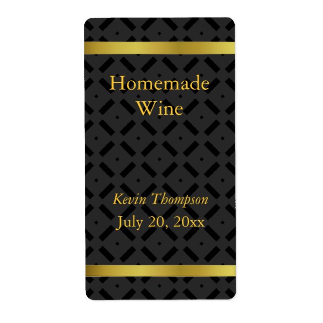 Golden and Black Homemade Wine Label (Front)