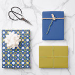 Golden and Blue Star of David Wrapping Paper Sheet<br><div class="desc">A golden and blue stunning design, this wrapping paper is great for Hanukkah. Using Star of David with a blue and golden pattern, order yours today!
Artwork created by: AMBillustrations
http://www.etsy.com/shop/AMBillustrations/</div>
