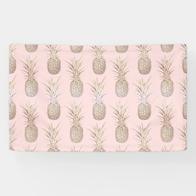 Golden and blush pineapples pattern banner (Horizontal)