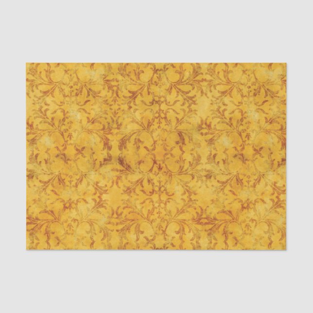 Golden and Brown Damask Tissue Paper (Front)