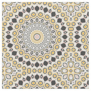 Golden and Charcoal Mandala Pattern Fabric