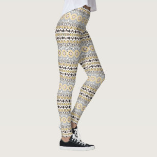 Golden and Charcoal Mandala Pattern Leggings