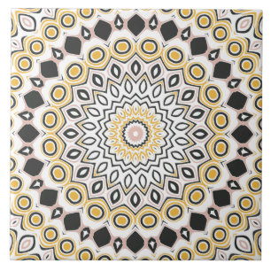 Golden and Charcoal Mandala Pattern Tile