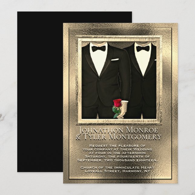 Golden and Gay Wedding Invitation (Front/Back)