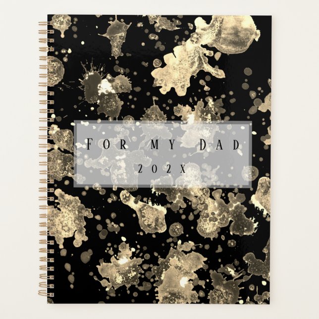 golden and grey metallic splash effect  planner (Front)