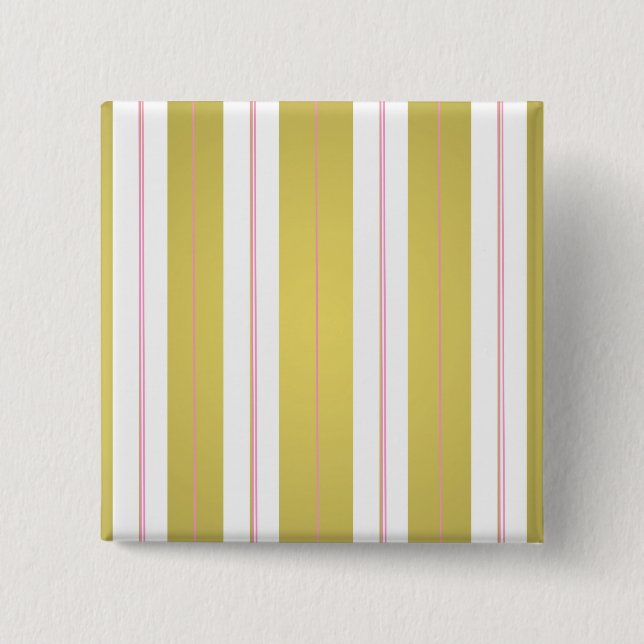 Golden and pink stripes 2 inch square button (Front)