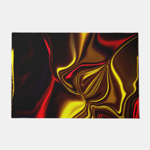 Golden and red curved strokes with dark parts doormat