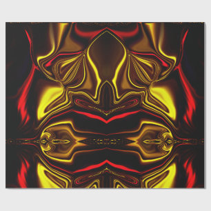 Golden and red curved strokes with dark parts wrapping paper