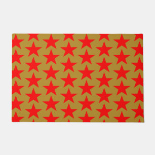 Golden And Red Star Pattern Doormat