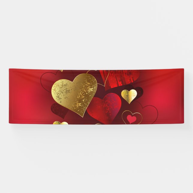 Golden and red valentines banner (Horizontal)