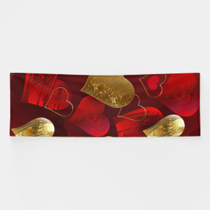 Golden and red valentines banner