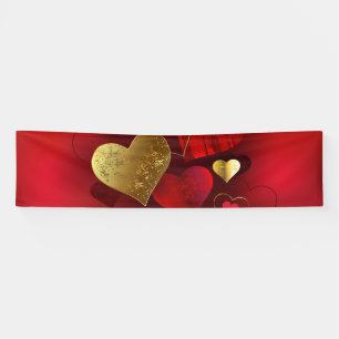 Golden and red valentines banner