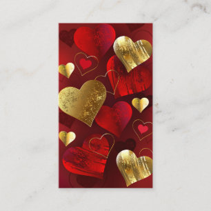 Golden and red valentines calling card