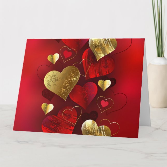 Golden and red valentines card (Front)
