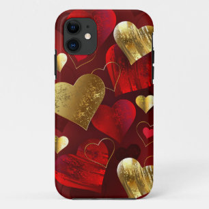 Golden and red valentines iPhone 11 case