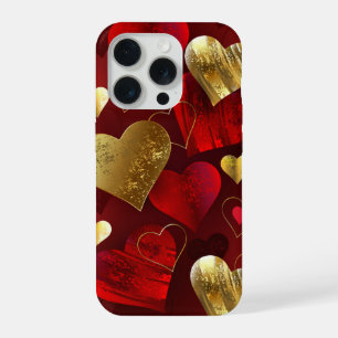 Golden and red valentines iPhone 15 pro case