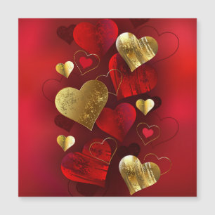 Golden and red valentines magnetic invitation