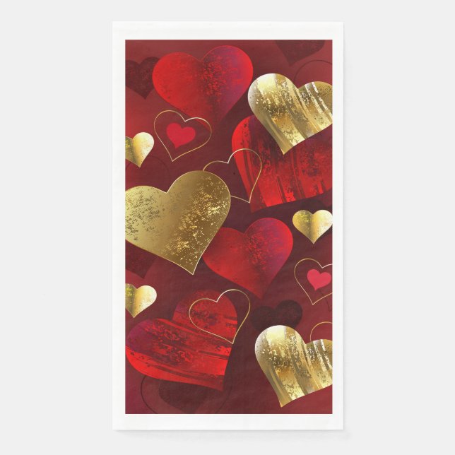 Golden and red valentines napkin (Front)