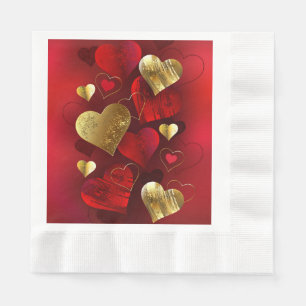 Golden and red valentines napkin
