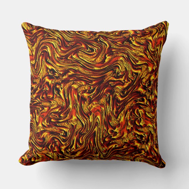 Golden and vivid red texture throw pillow (Front)