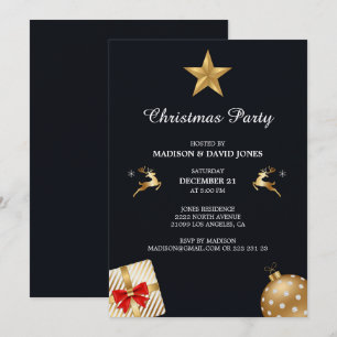 Golden And White Christmas Decor  Invitation