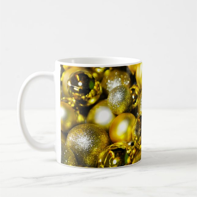 Golden and Yellow Christmas Ball Cluster Coffee Mug (Left)