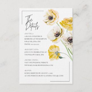 Golden Anemones Minimalist Wedding Enclosure Card 