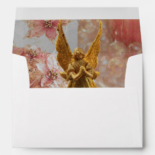 Golden Angel and Decorations Folded Holiday Card Envelope