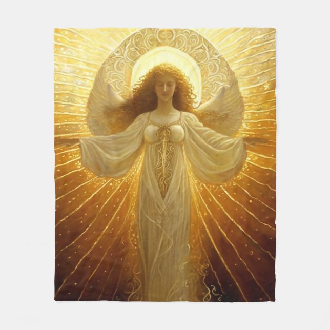 Golden Angel Awakening of Knowledge  Fleece Blanket (Front)