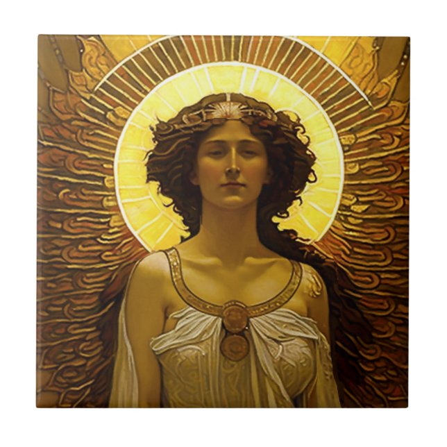 Golden Angel Glowing Messenger of Light   Tile (Front)