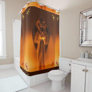 Golden Angel imprimé rideau de douche