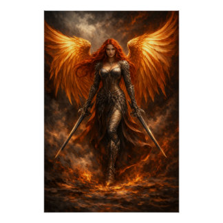 Golden Angel of Fire | Epic Fantasy Wall Art