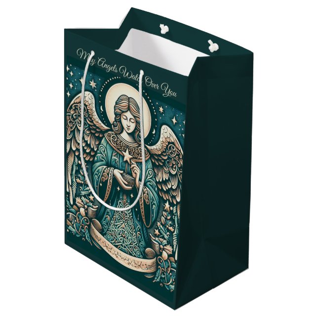 Golden Angel of Peace Medium Gift Bag (Back Angled)