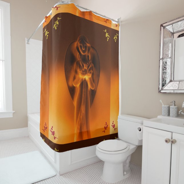 Golden Angel printed Shower Curtain (In Situ)