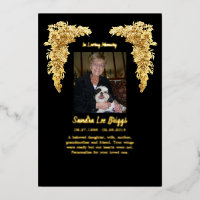 Golden Angel Wings In Memory thank you card