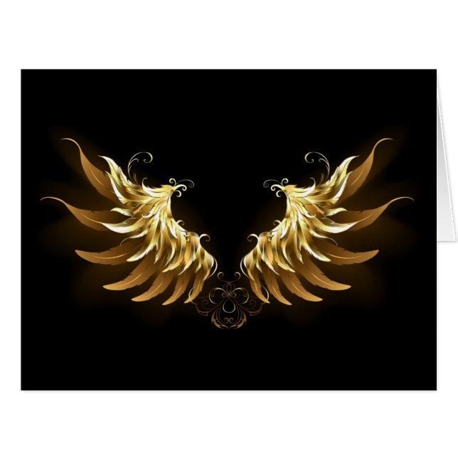 Golden Angel Wings on Black background (Front Horizontal)