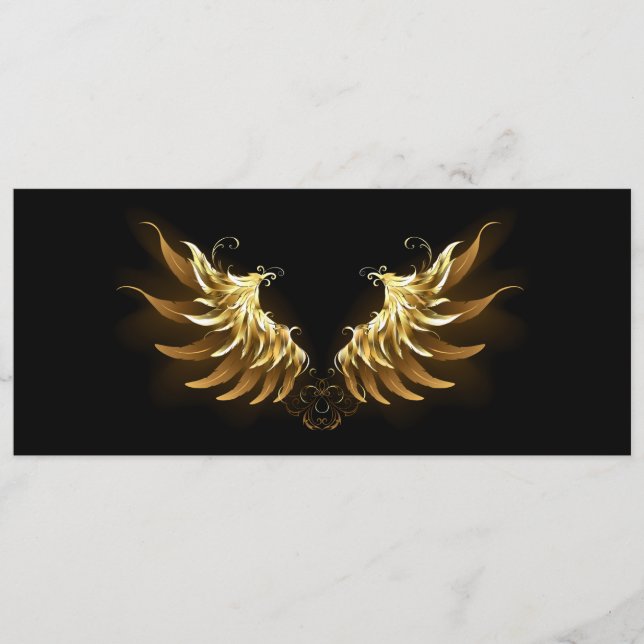 Golden Angel Wings on Black background Advice Card (Front)