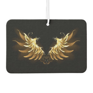 Golden Angel Wings on Black background Air Freshener