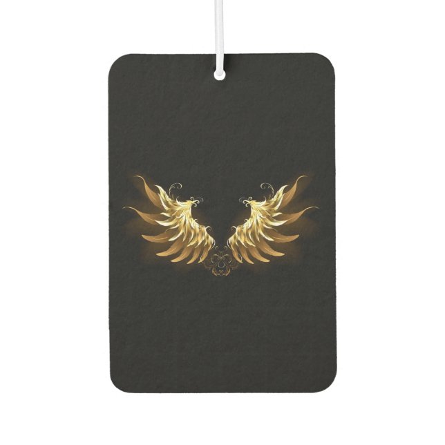 Golden Angel Wings on Black background Air Freshener (Front)
