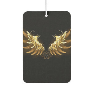 Golden Angel Wings on Black background Air Freshener