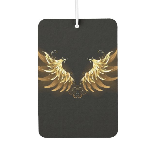 Golden Angel Wings on Black background Air Freshener (Front)