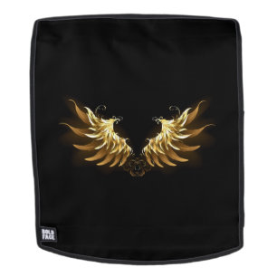 Golden Angel Wings on Black background Backpack