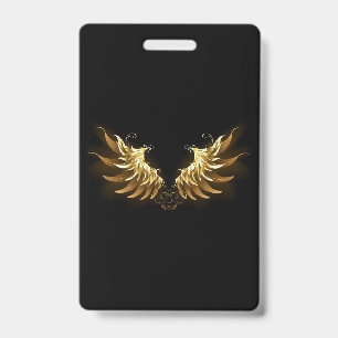 Golden Angel Wings on Black background Badge