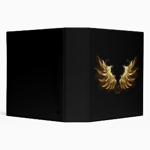 Golden Angel Wings on Black background Binder